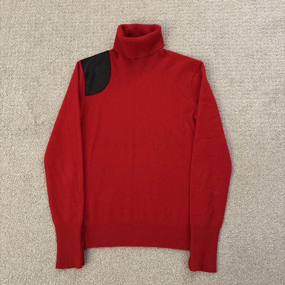Ralph Lauren Women Small Wool Cashmere Pullover Sweater Red Turtleneck Buttons